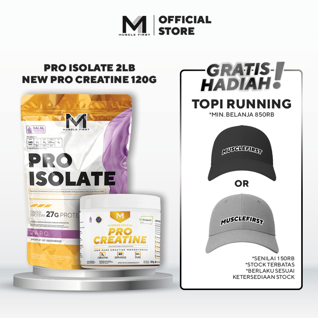 [BUNDLE] MUSCLE FIRST Pro Isolate 2lbs + New Pro Creatine Creapure 120gr - Suplemen Fitness
