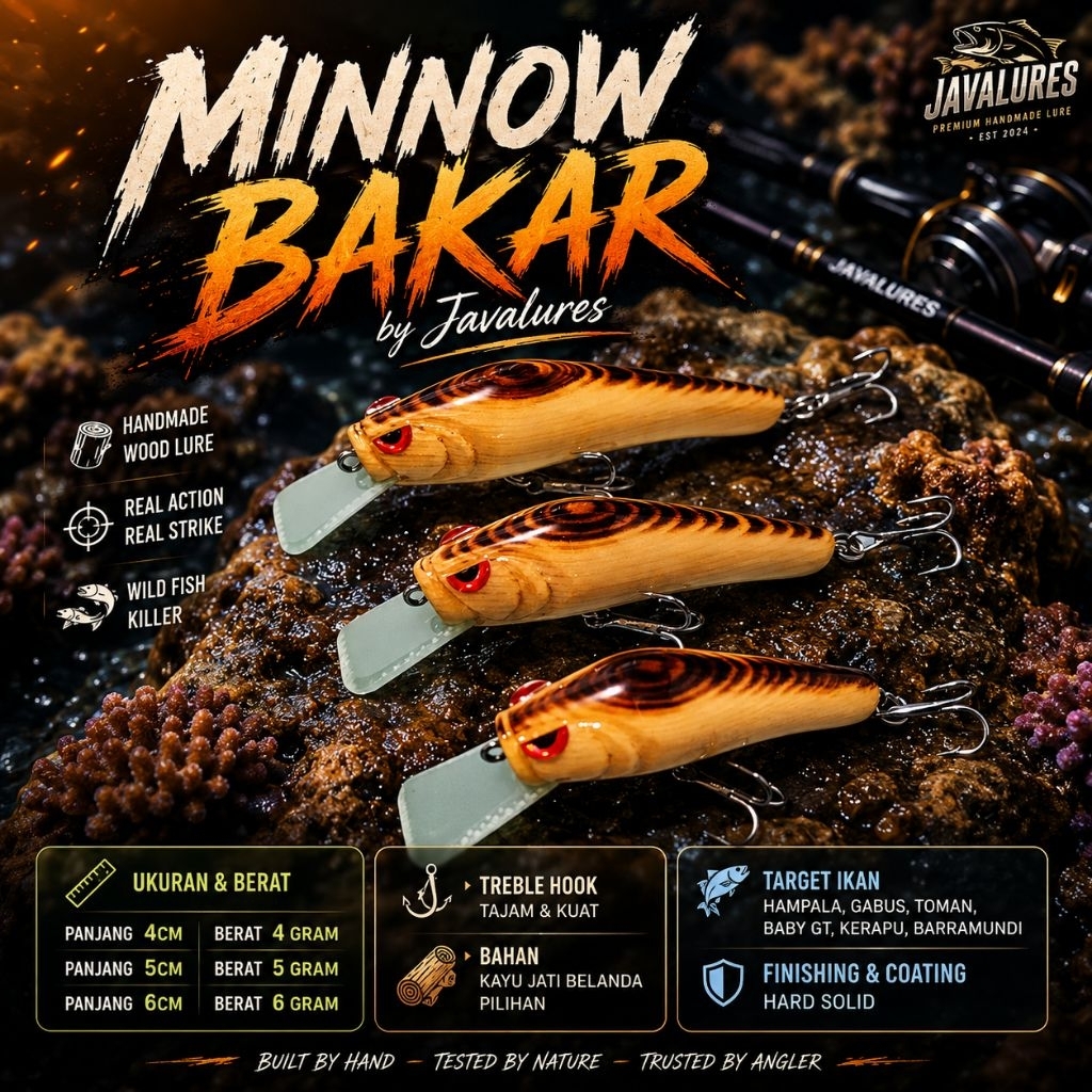 UMPAN HAMPALA LURE CASTING MINOW BAKAR 4-6CM