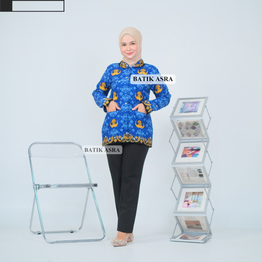 Kemeja Korpri Wanita Pria Furing Dalam Anti Kusut Ukuran S - 5XL
