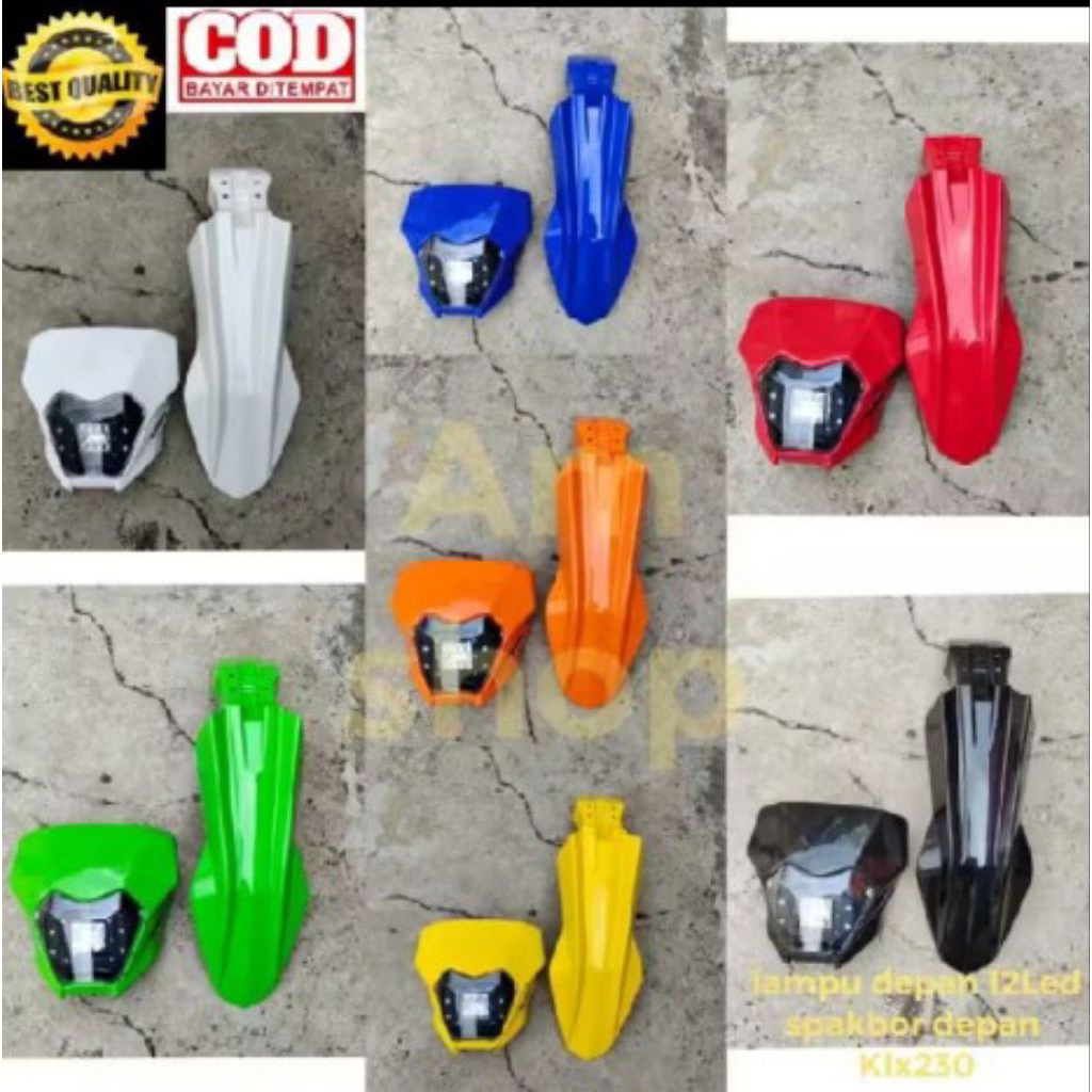 PAKET 2ITEM KLX 230 2022 SPAKBOR DEPAN DAN LAMPU DEPAN KLX 230 2022 SLEBOR HEADLAMP KLX 230 2022