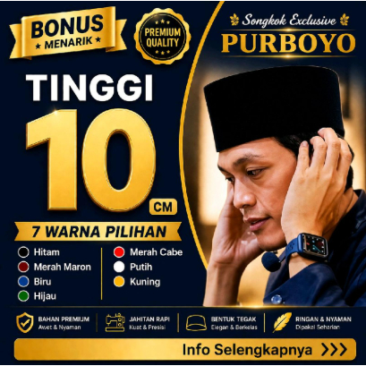 Peci Tinggi 10 cm - Beludru Halus dan Tebal Berkualitas Premium Model AC - Kopiah Polos Muslim Pria 