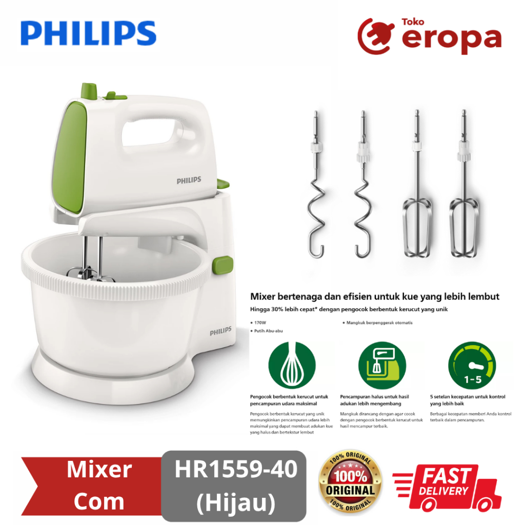 Mixer Com Phillips HR1559-40(Hijau)