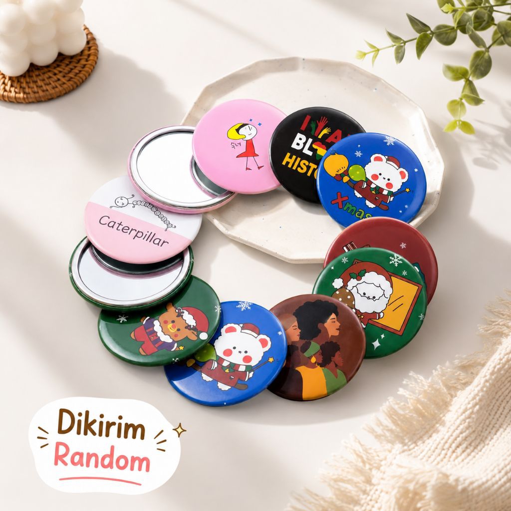Cermin Mini Bulat/Cermin Mini/Cermin Mini Lucu/Pocket Mirror/Cermin Saku/Cermin Kecil/Kaca Mini/Kaca