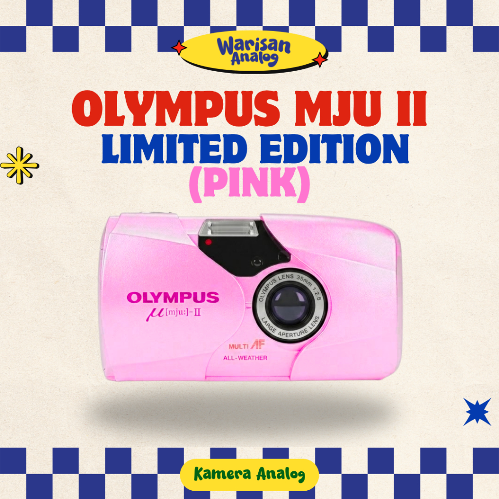 KAMERA ANALOG OLYMPUS MJU II LIMITED EDITION BABY PINK | REUSABLE CAMERA FILM 35MM | KAMERA FILM