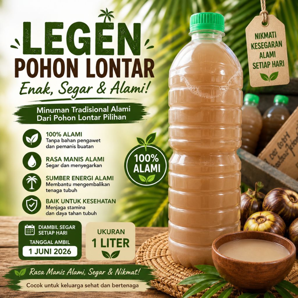 legen manis netto 1 liter /air nira pohon lontar/siwalan/laang khas situbondo