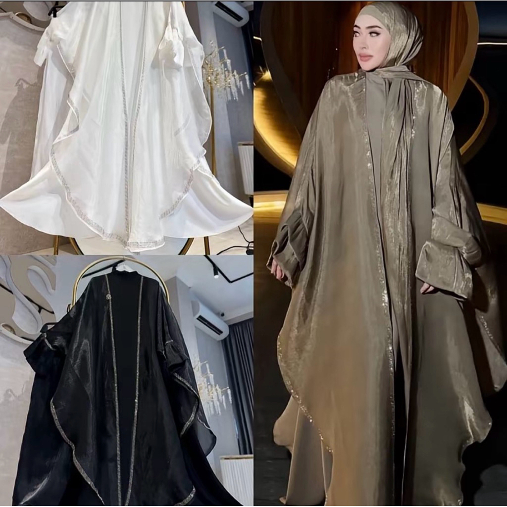 SHELLASAUKIA ORI GAMIS PALING MEWAH HITAM PUTIH ABAYA MAHOGANI COKLAT TUA ORI DRESS TERBARU Viral AB