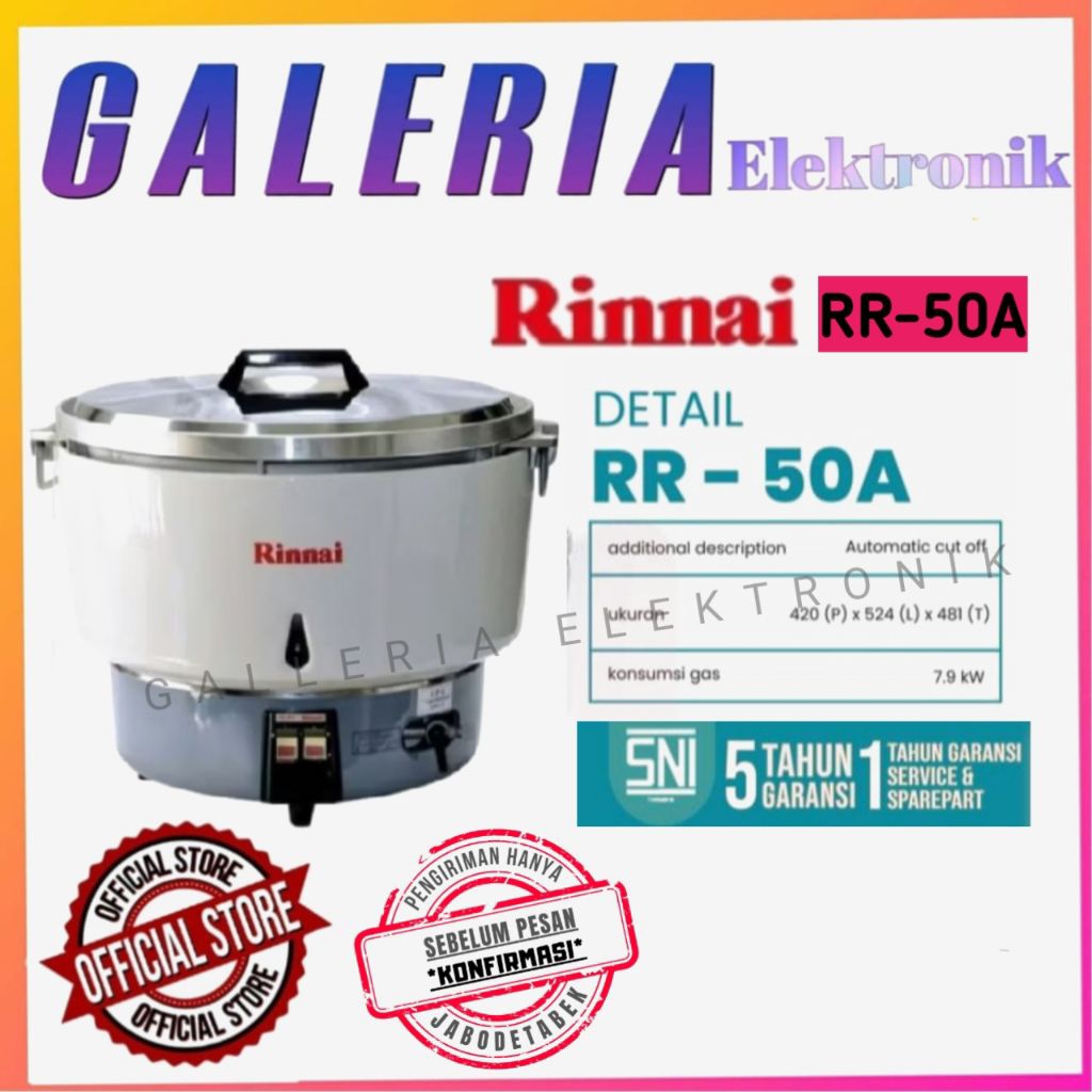 RICE COOKER GAS RINNAI RR-50A / RR 50 A / RR50A _ KAPASITAS 9 LITER