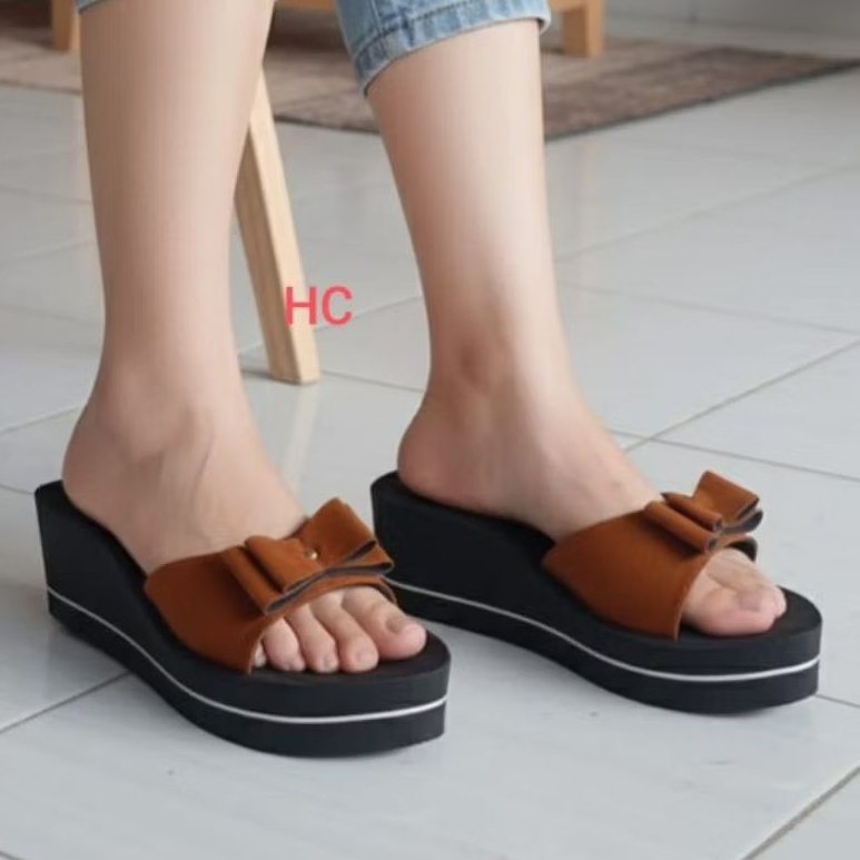 sandal wedges wanita Koko pareasi pita