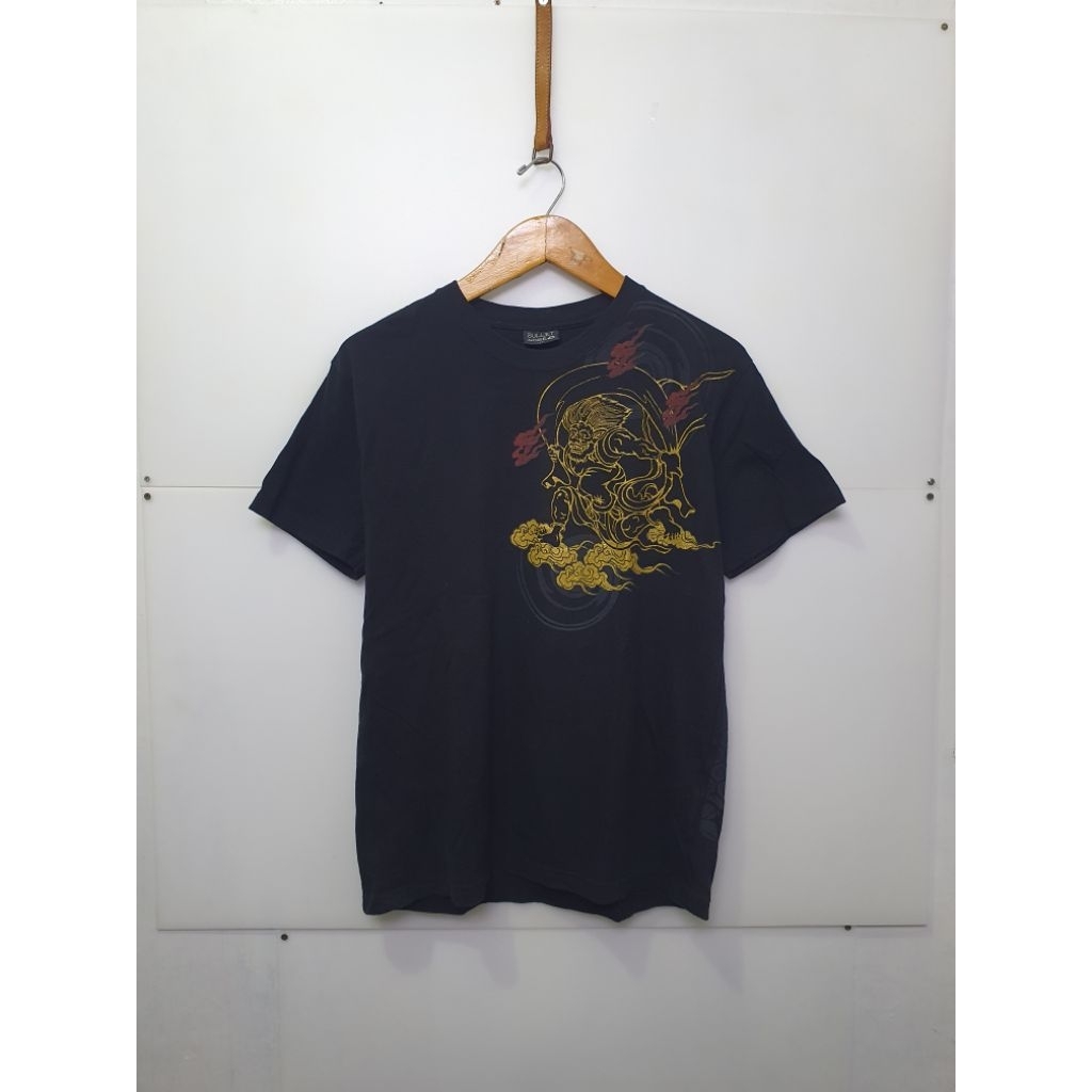 Kaos Hitam Sukajan Raijin & Fujin