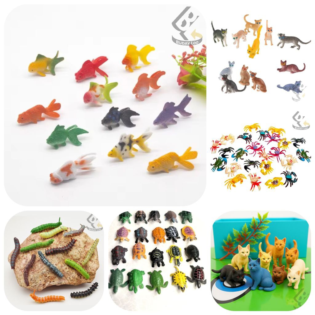 Mainan Miniatur Ikan Emas Koki Gold Fish Kepiting Kura Kura Kucing Ulat Bulu Mainan Prank