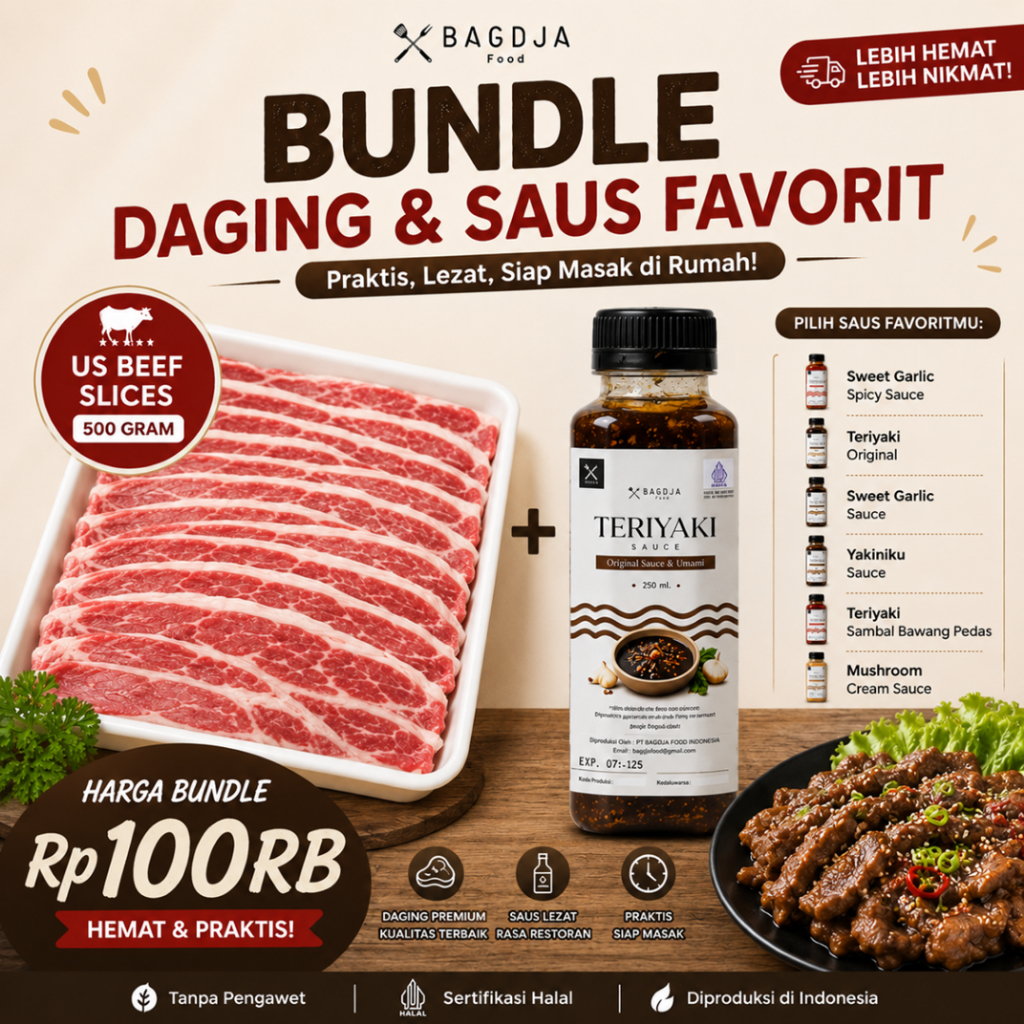 Paket bundling daging US Beef slice | Bagdja Food | Daging Slices | Saus Grill