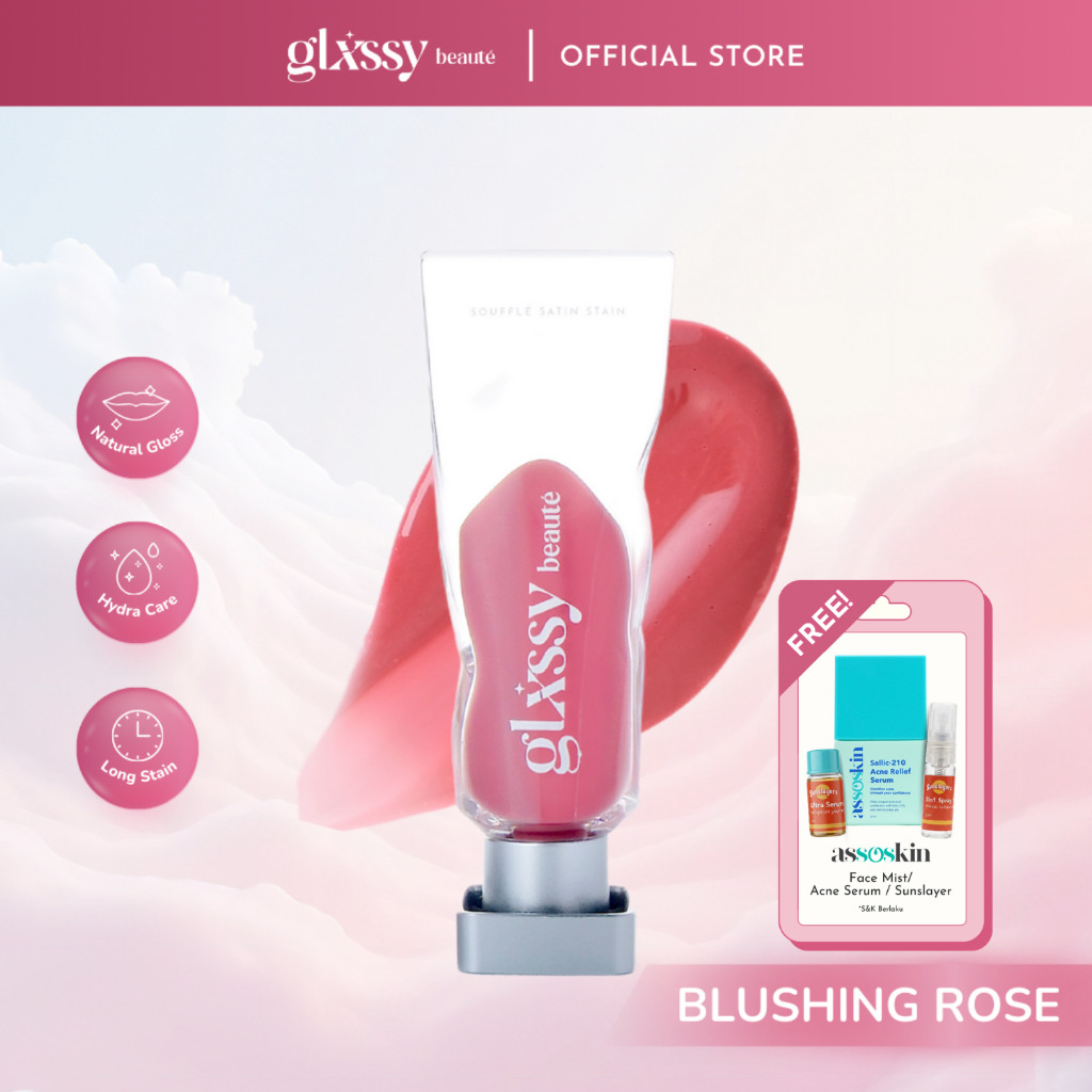 Glxssy Beaute Souffle Satin Stain Blushing Rose - Lip Tint