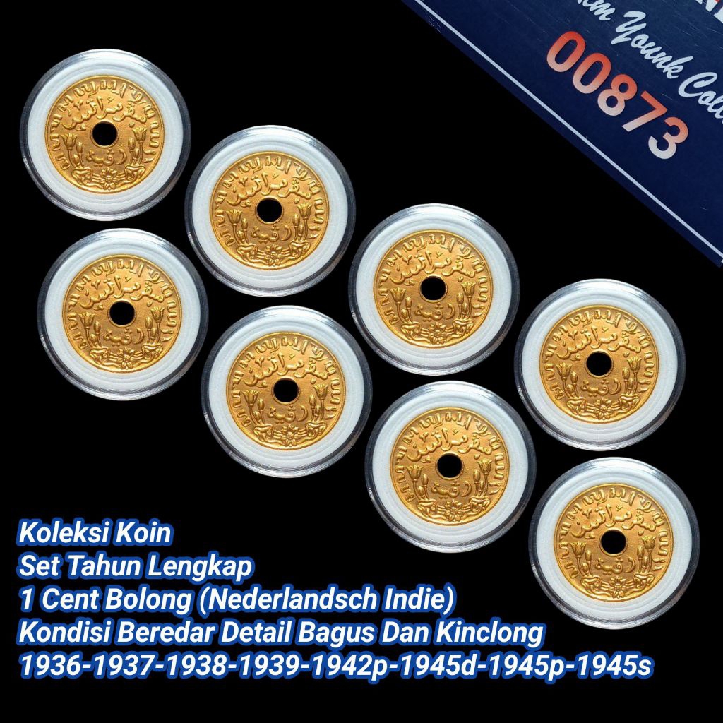 UKI008Coin Set Tahun Lengkap 1 Cent Bolong (Nederlandsch Indie) Total 8 Koin Top Detail Dan Bagus