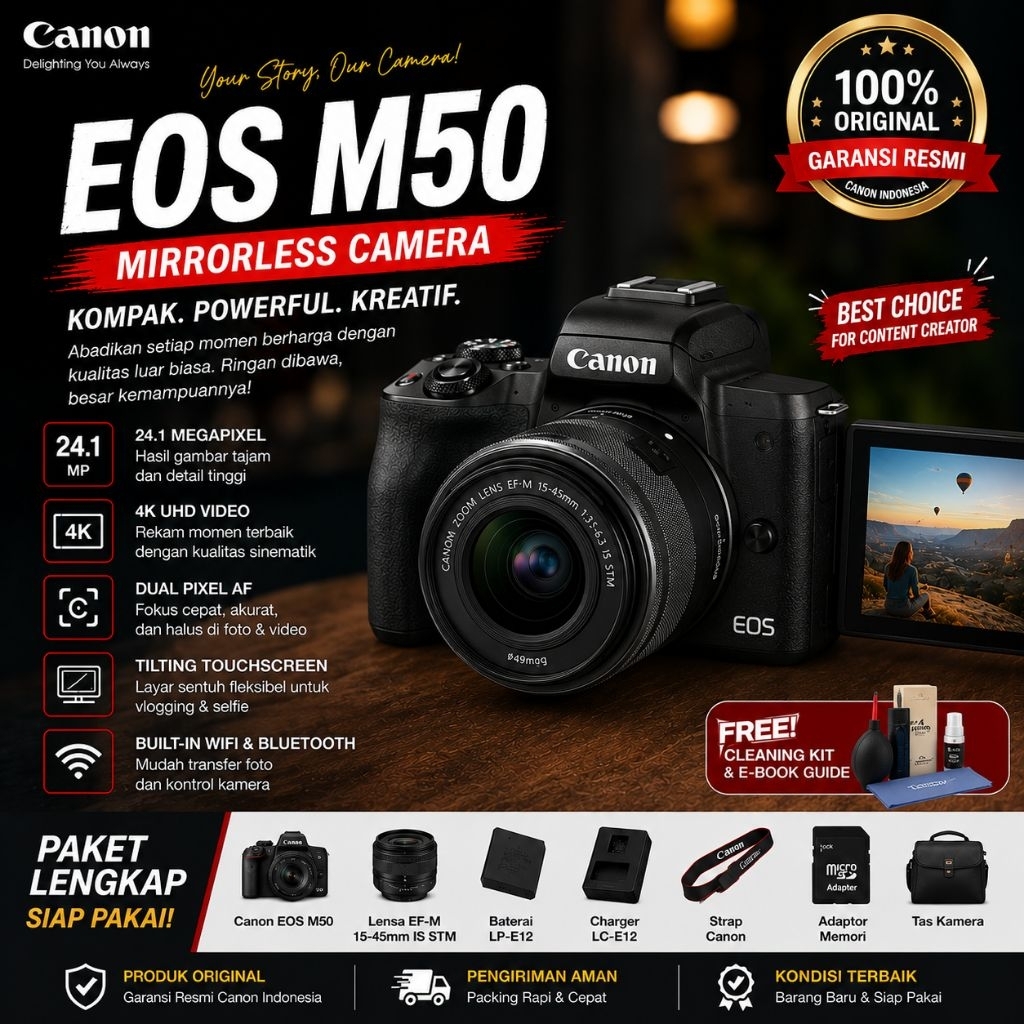 CANON EOS M50 LIKE NEW