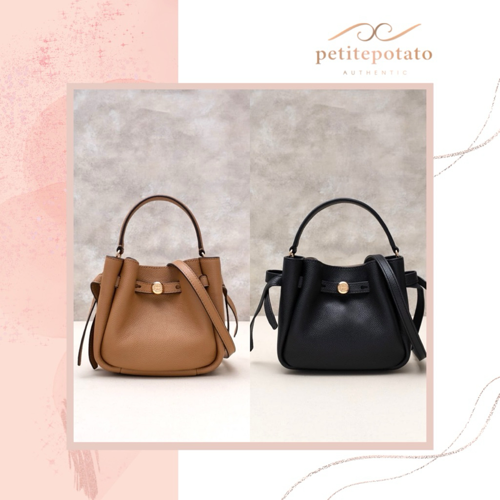 TAS BRANDED WANITA TORY BURCH ROMY MINI BUCKET BAG GRAINED LEATHER
