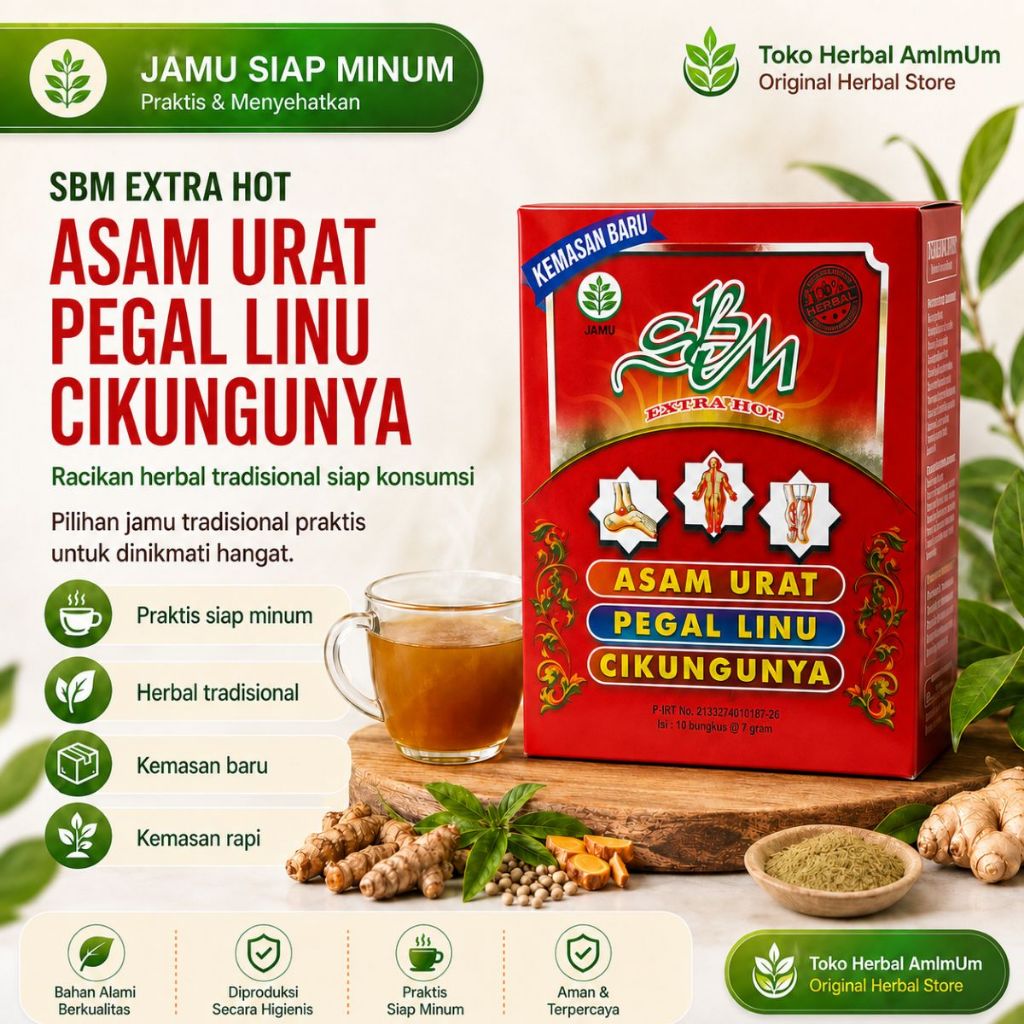 SBM Jamu - Brastomolo Merah - Original/Asli - Isi 12 Sachet - Meredakan Asam Urat/Pegel Linu/Cikungu