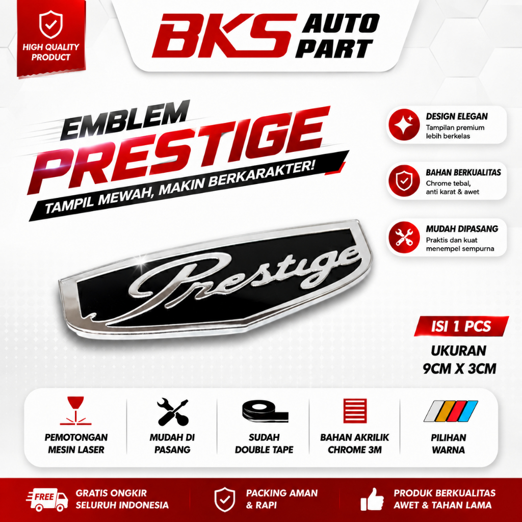 1 PCS Emblem Honda Prestige Stiker Honda Prestige 3D Timbul Emblem Prestige Original Logo Prestige E