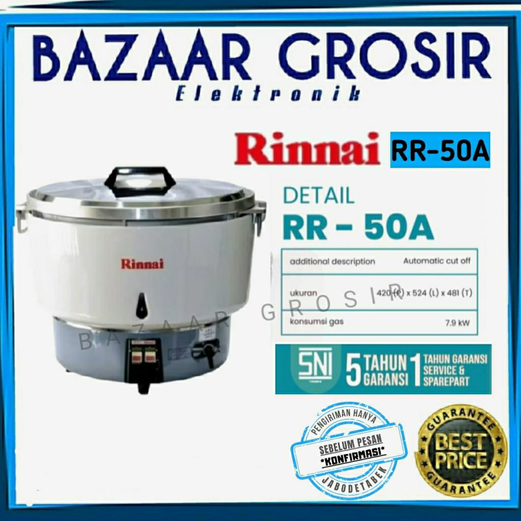 RICE COOKER GAS RINNAI RR-50A / RR 50 A / RR50A _ KAPASITAS 9 LITER