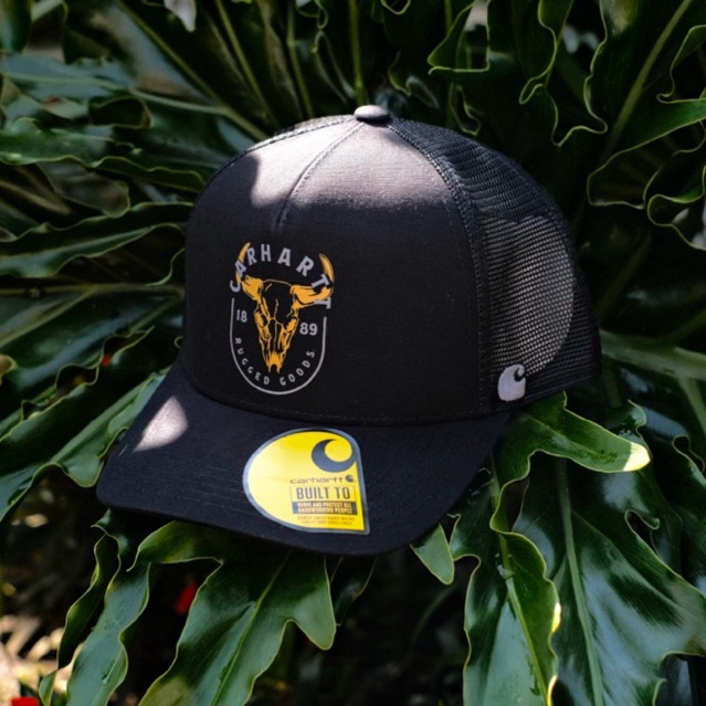 Carhartt Canvas Mesh-Back Skull Graphic Cap Black - Original 100%