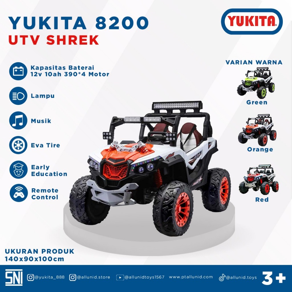 MAINAN ANAK MOBIL REMOTE UTV MOBIL AKI ANAK YUKITA UTV 8200