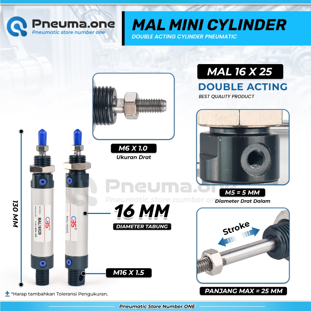 Cylinder Pneumatic Type MAL Pneumatik Angin Air Silinder