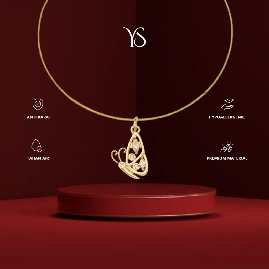 YS - Butterfly Semicolon Bracelet | Gelang Mental Health Premium Wanita | Titanium Anti Karat Anti L