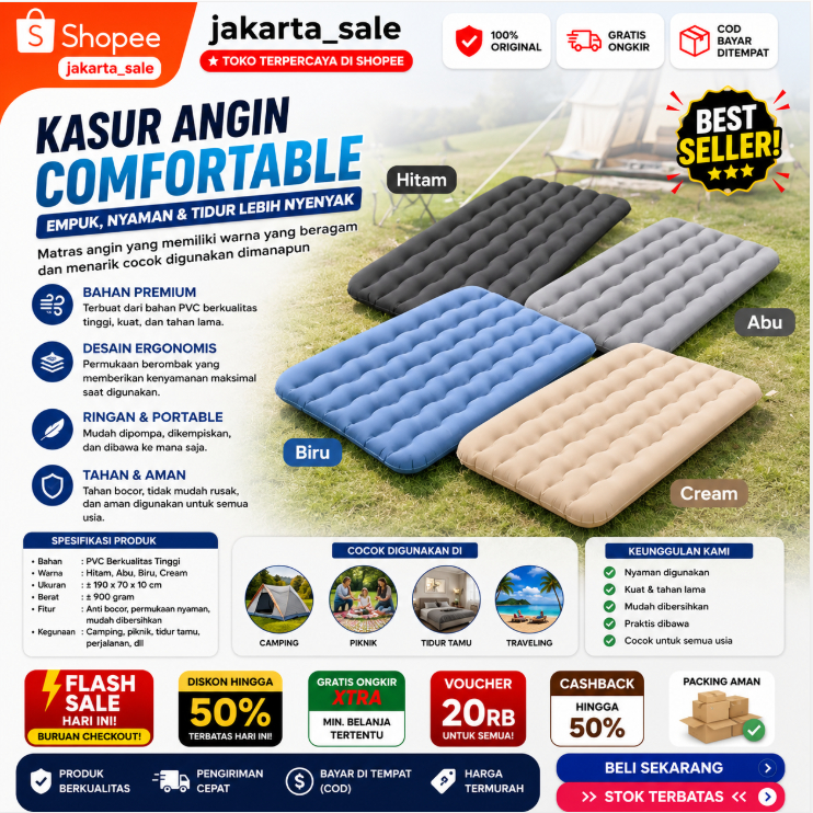 Matras Tidur Kasur Angin Inflatable Bed Mattress Camping Outdoor matras camping outdoor matras angin