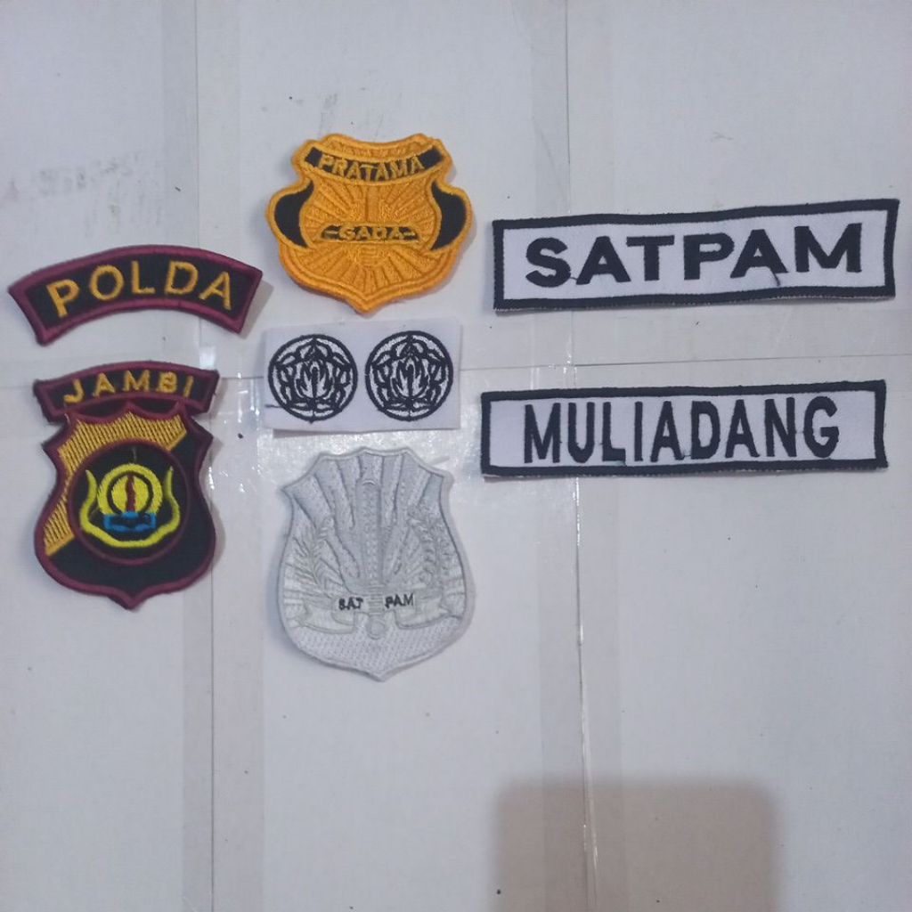 ATRIBUT BORDIR SATPAM POLDA JAMBI KOMPLIT