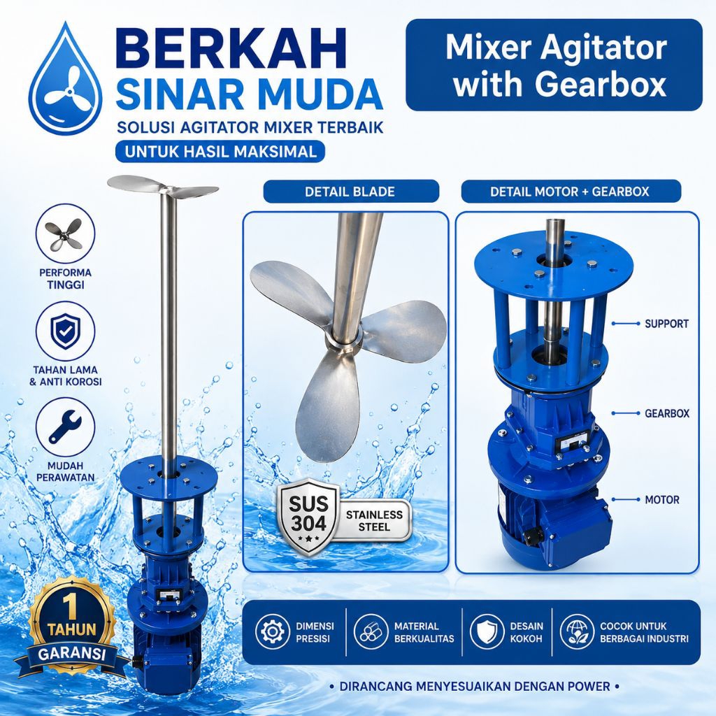 AGITATOR MIXER 4kw 5.5hp 4pole 3phase with gear box 250rpm