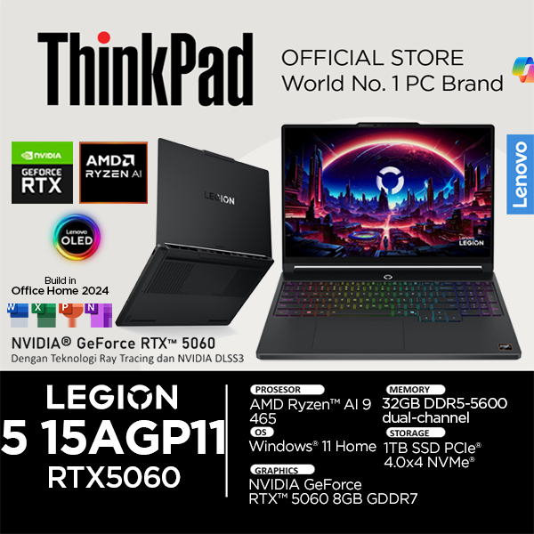 Lenovo Legion 5a OLED RTX 5060 AMD Ryzen 9 465 32GB 1TB SSD 165Hz 15.3 Inch WQXGA 24-Zone RGB 1EID