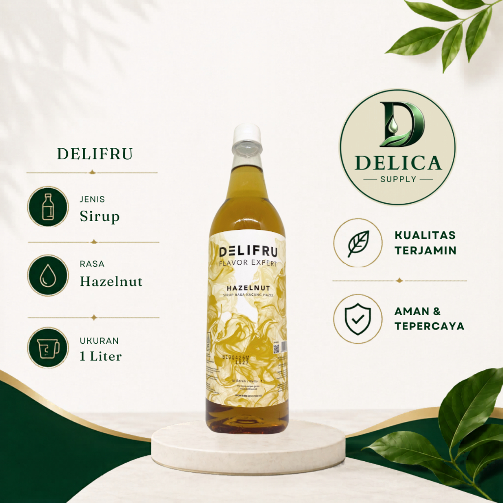 Syrup Hazelnut Delifru 1 Liter - Sirup Kacang Hazelnut Premium
