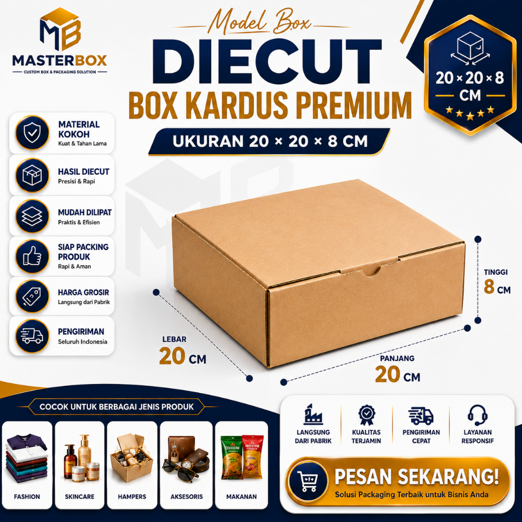 Kardus Packing 20x20x8 cm Box Packing Premium Cocok Untuk Hampers Sandal Hijab Kaos
