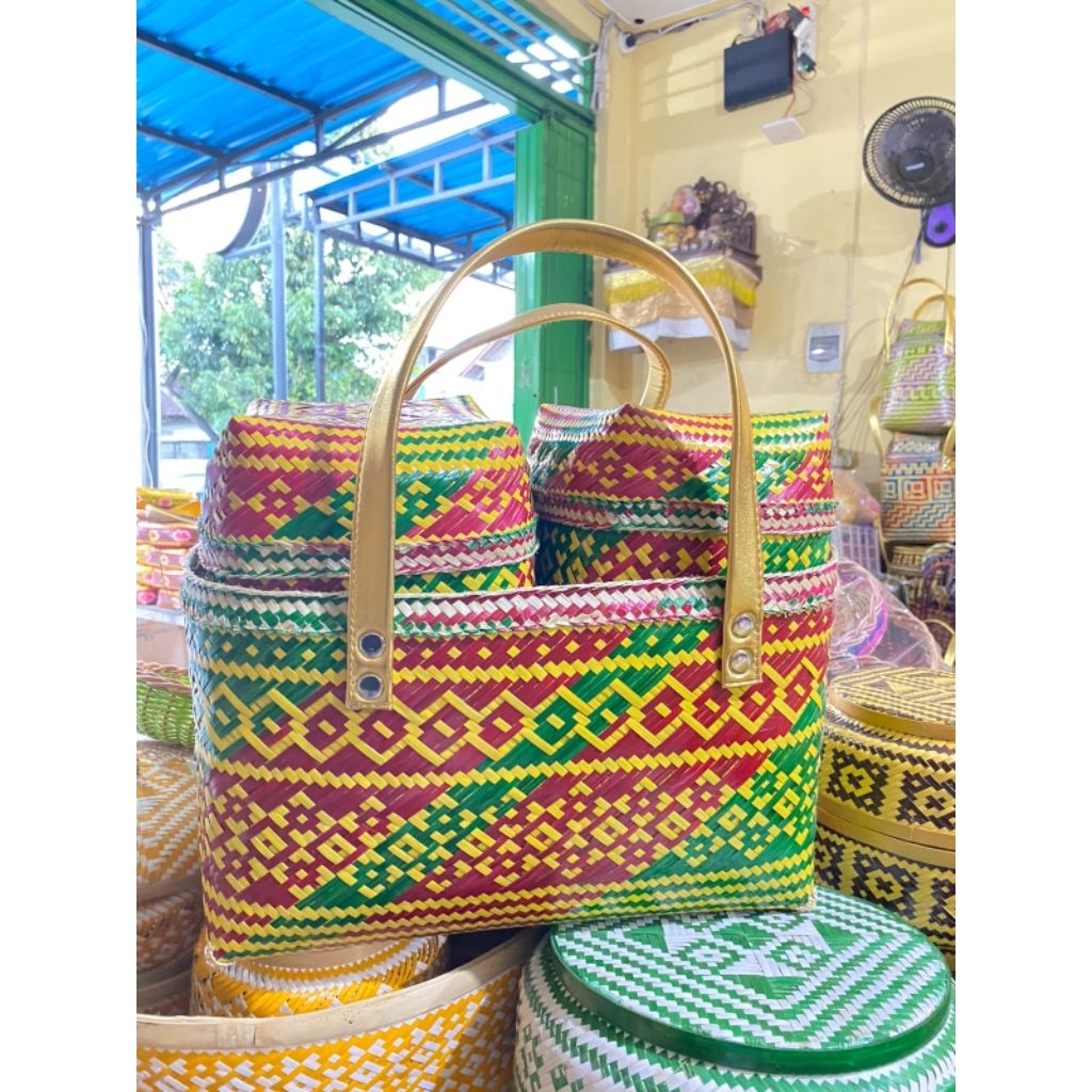 Tas bambu cat set 4 keben