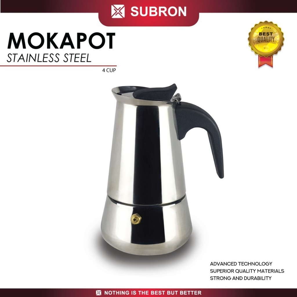 SUBRON Manual Espresso Coffee Maker Mokapot Stainless 4 Cup 200ML MKPS-4