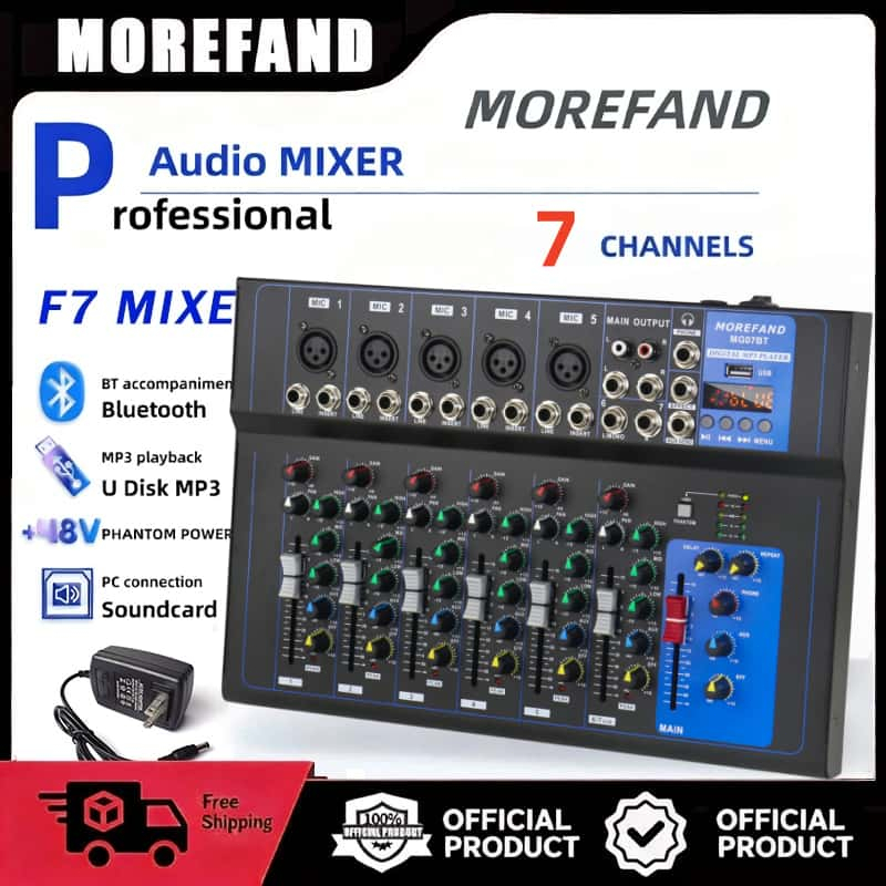 Mixer Audio F4/F7 - Mendukung Koneksi Bluetooth / Pemutaran MP3 / Port USB & Efek Digital / Siaran L