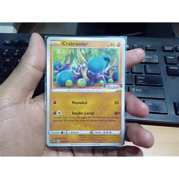 KARTU MAINAN ANAK HIASAN UNTUK BINDER KOLEKSI POKEMON PROMO DOMART CRABRAWLER