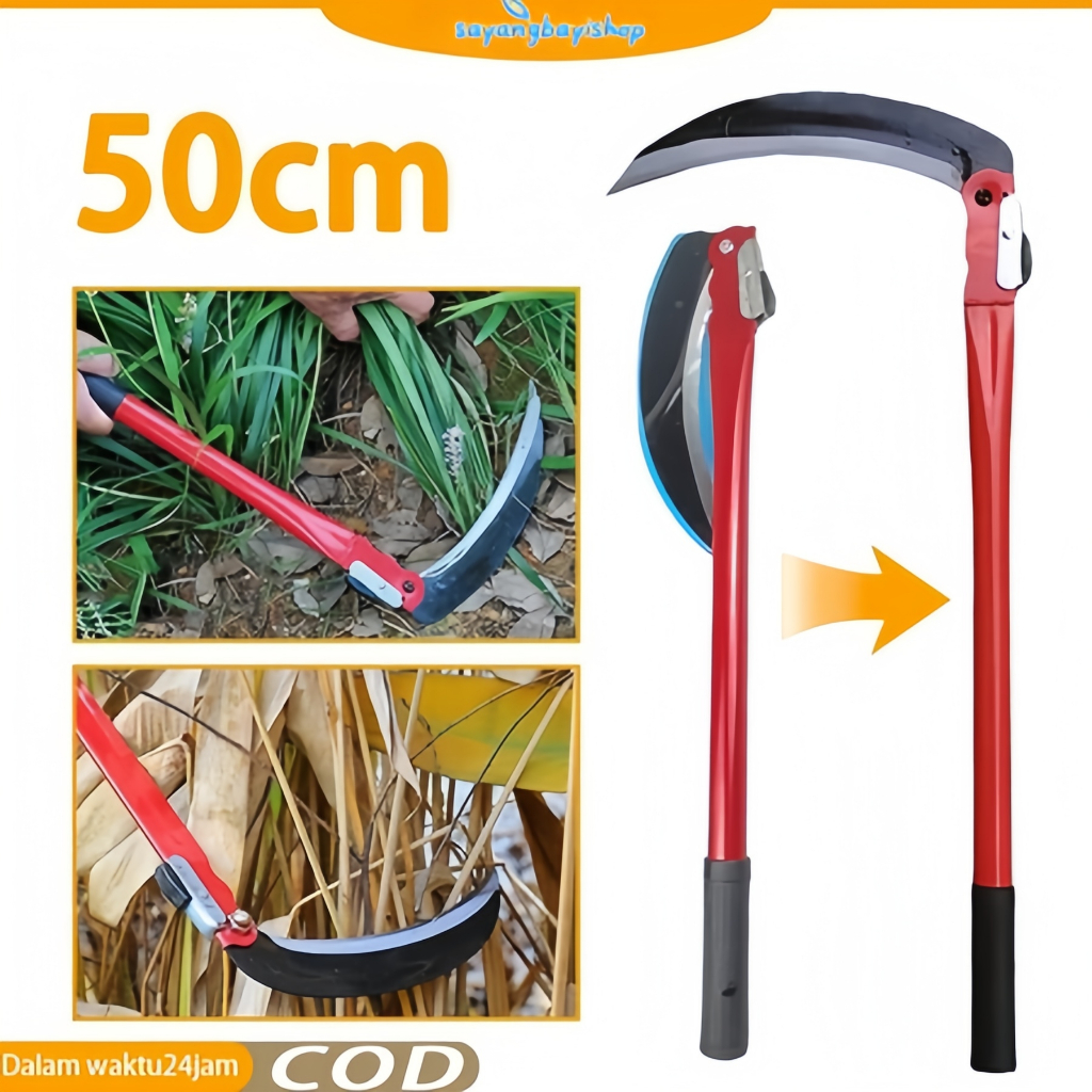 50cm Sabit Lipat Baja/Alat Berkebun Pemotong Rumput Lipat Serbaguna/Sabit Folsing Sickle