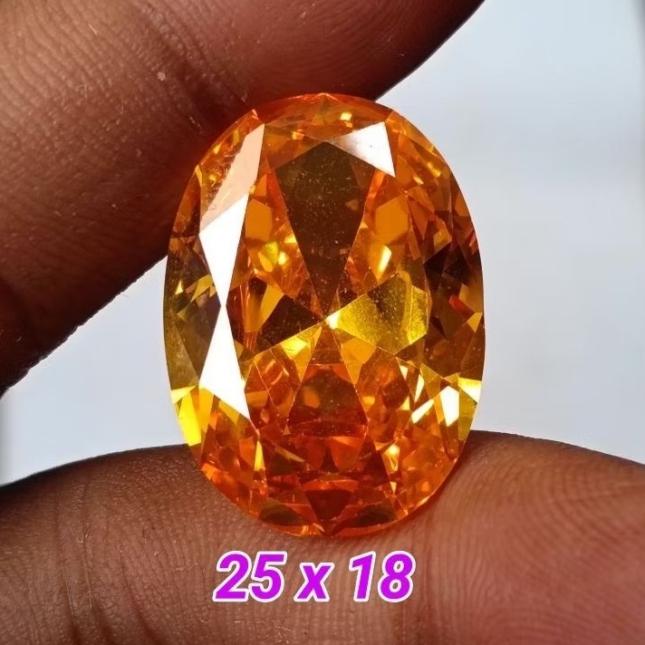 Batu Permata Diamond Yellow Citrine , Jumbo 25 x 18 mm