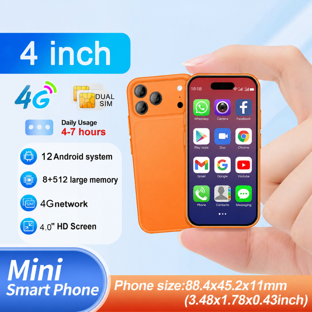 hp 4 inci mini Smartphone ip17pro max mini phone ram 8/256GB jaringan 3G/4G Garansi ponsel mini 4 in