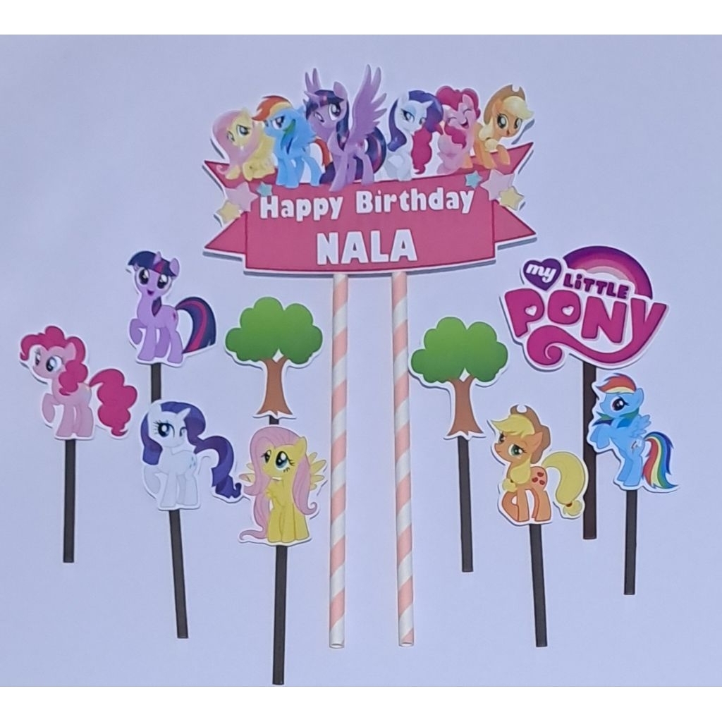 TOPPER CAKE GAMBAR LITTLE PONY CUSTOM NAMA