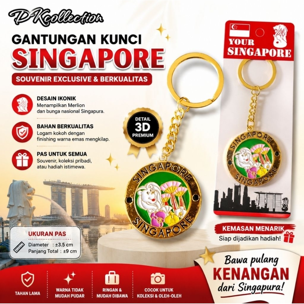 Gantungan kunci singapura gantungan kunci singapore keychain Souvenir Singapura Souvenir Singapore