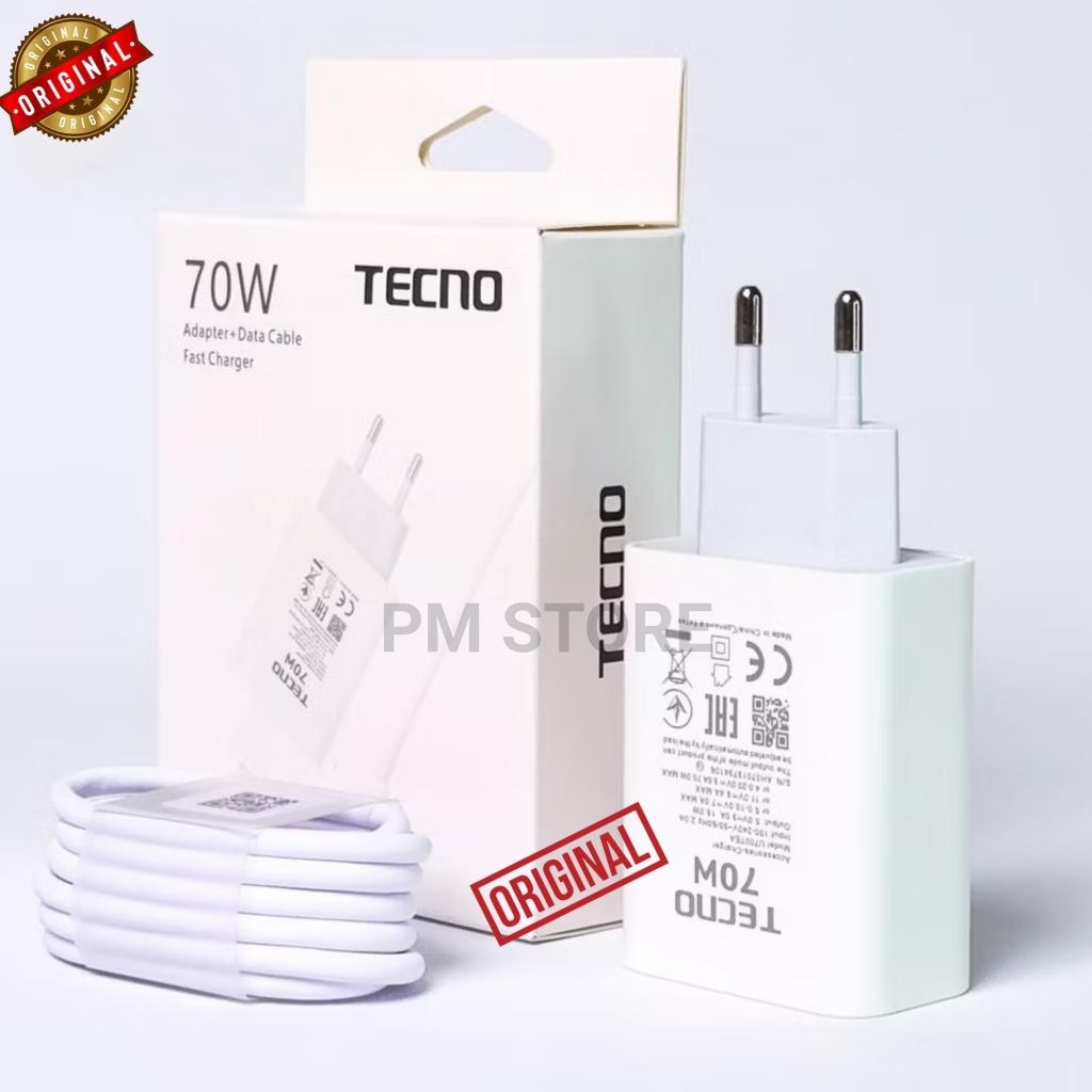 Charger TECNO 70W Original POVA 6 PRO 7 PRO | POVA 6 Tecno Camon 50 40 Pro 5G Asli Original Ultra Ch