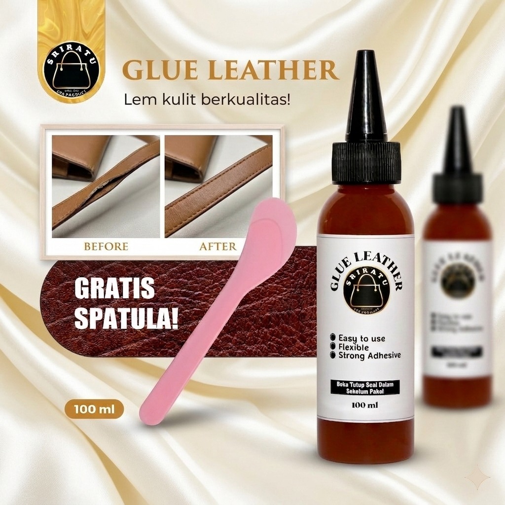 Sriratu Leather Glue 100ml - Lem Tas Kulit & Sintetis | Kuat & Fleksibel