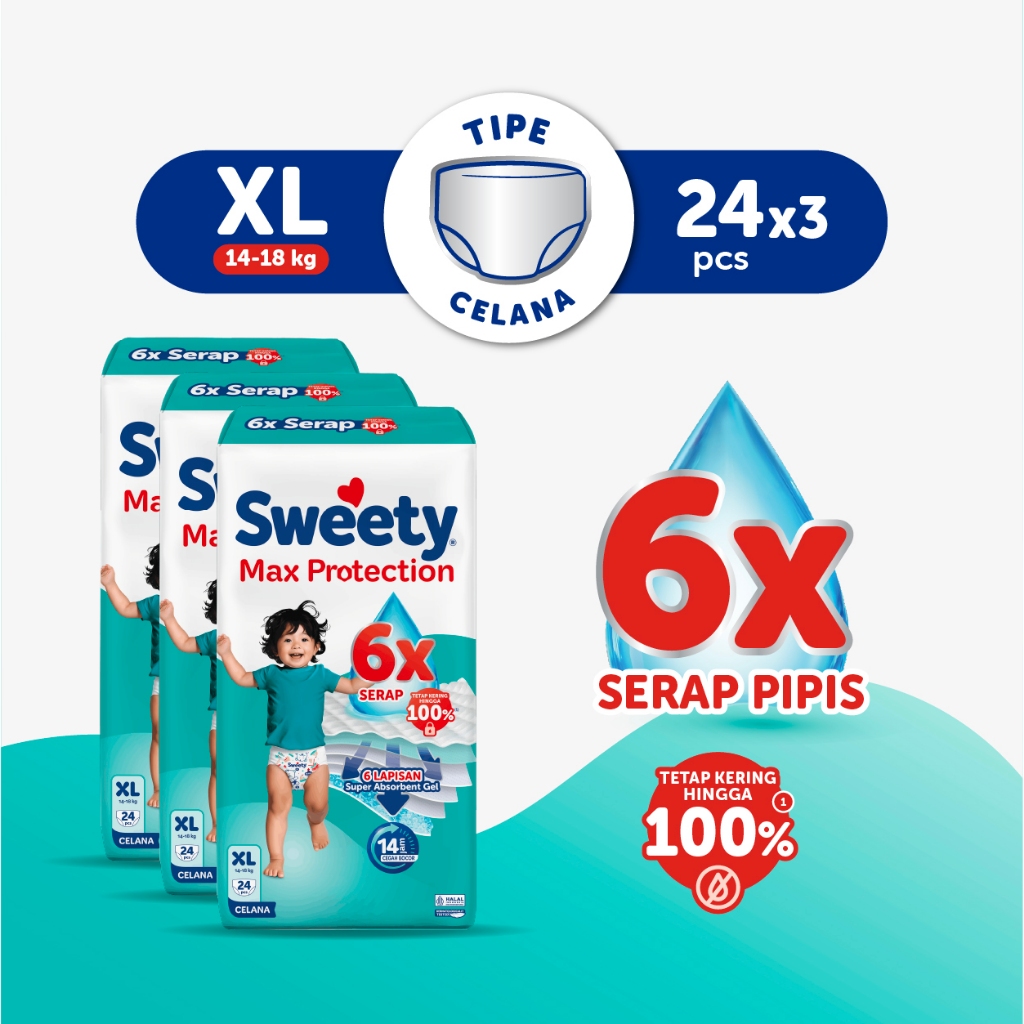 Sweety Silver Max Protect XL 3 x 24s Popok Celana Baby Diapers