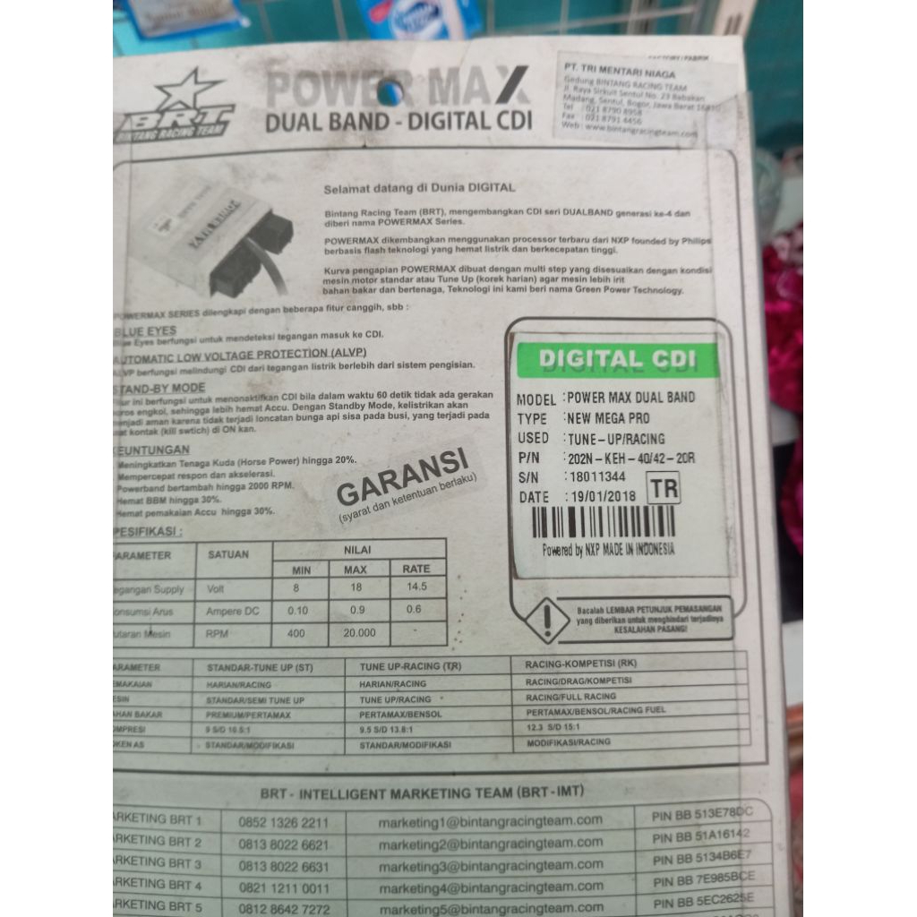 CDI BRT power max dual band type TR Megapro new,gl,tiger