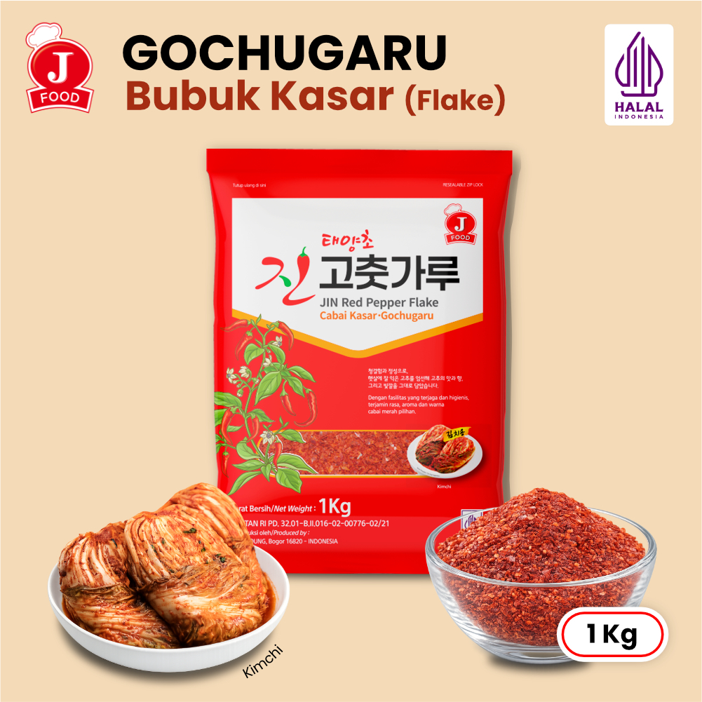J FOOD JIN Red Pepper Flake (Cabai Kasar - Gochugaru) 1 Kg