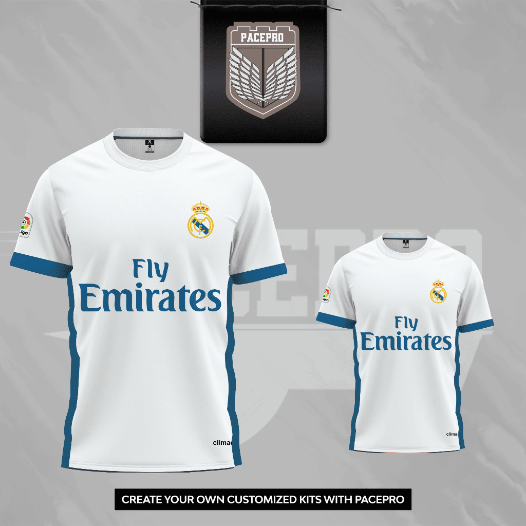 Jersey Bola CH REAL MADRID HOME 2016-2017 PENDEK Free Custom Nama dan No Punggung Full printing
