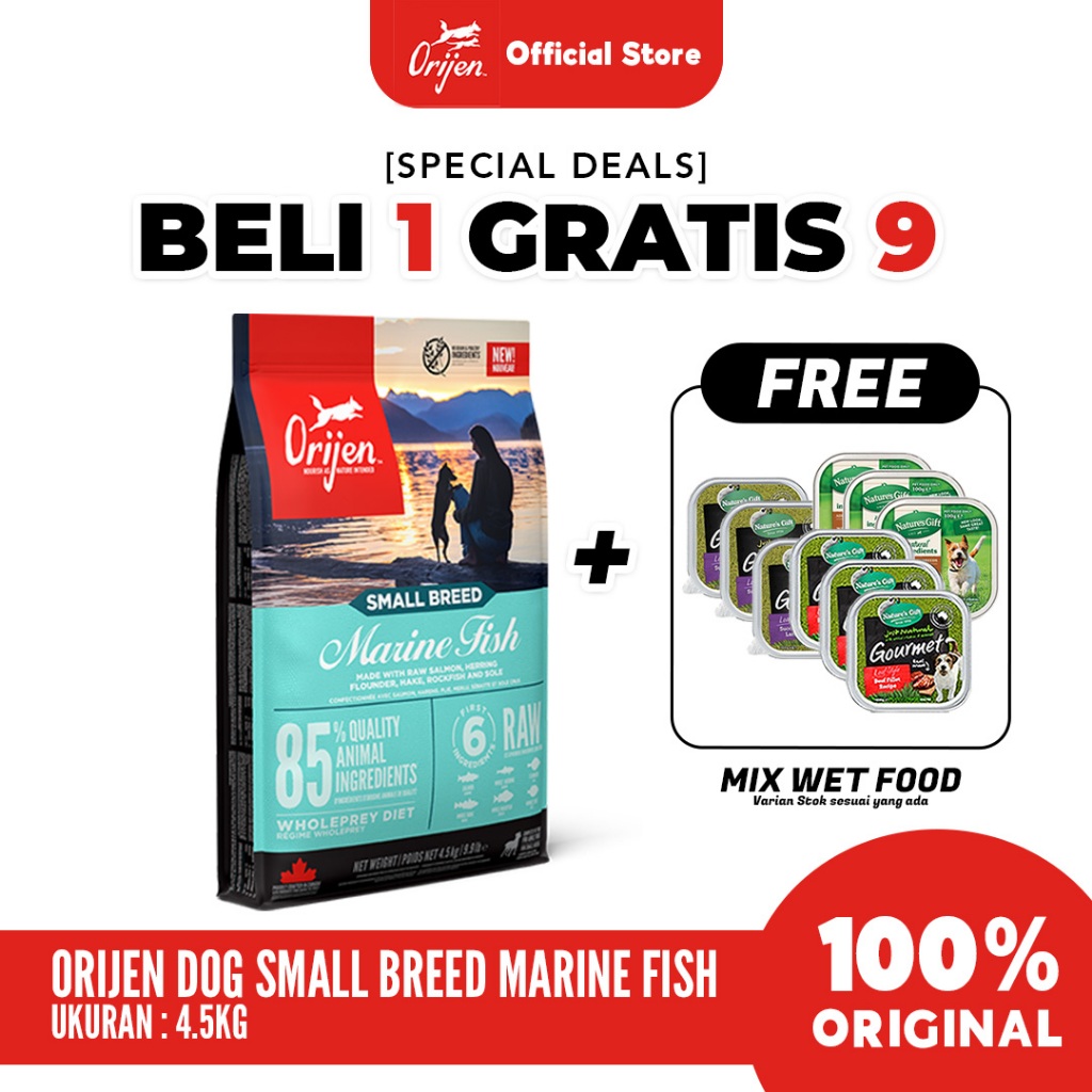 ORIJEN Small Breed Marine Fish Dry Dog Food Grain Free 4.5kg [FREE GIFT]