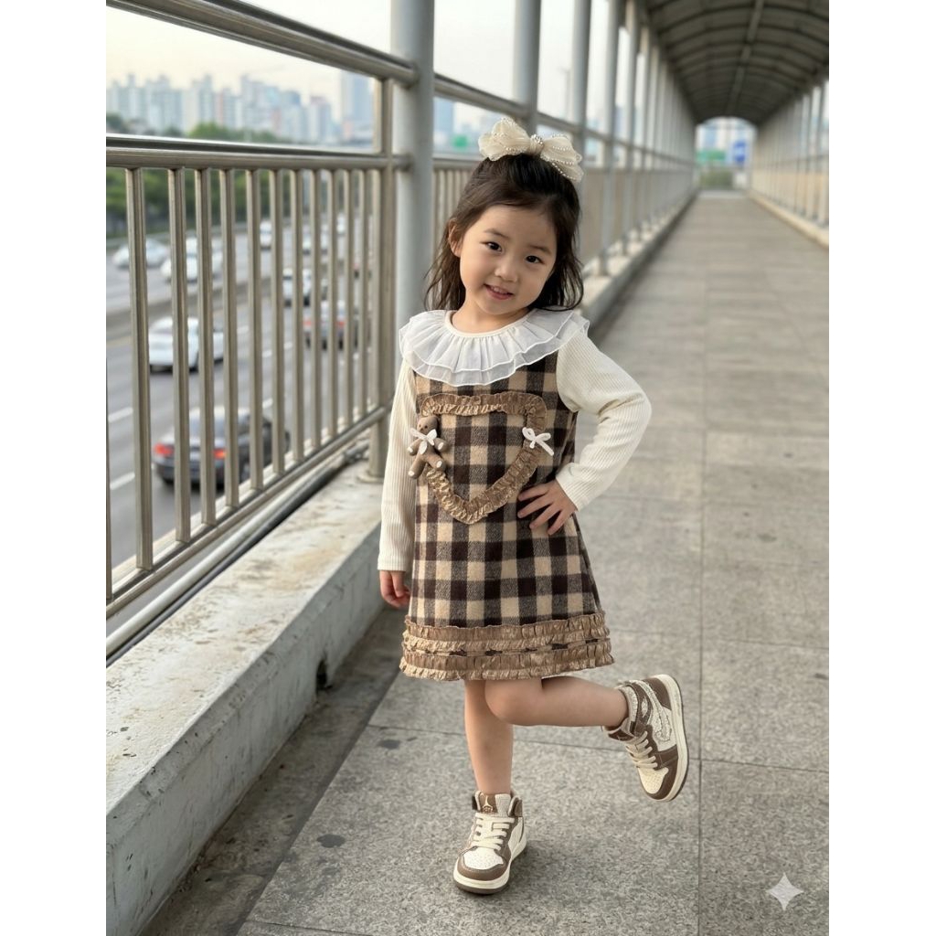 (COD) 1-3 Tahun Dress Kotak Gemoy // Baju Anak Import// Fashion Anak Perempuan// Kado Ulang Tahun