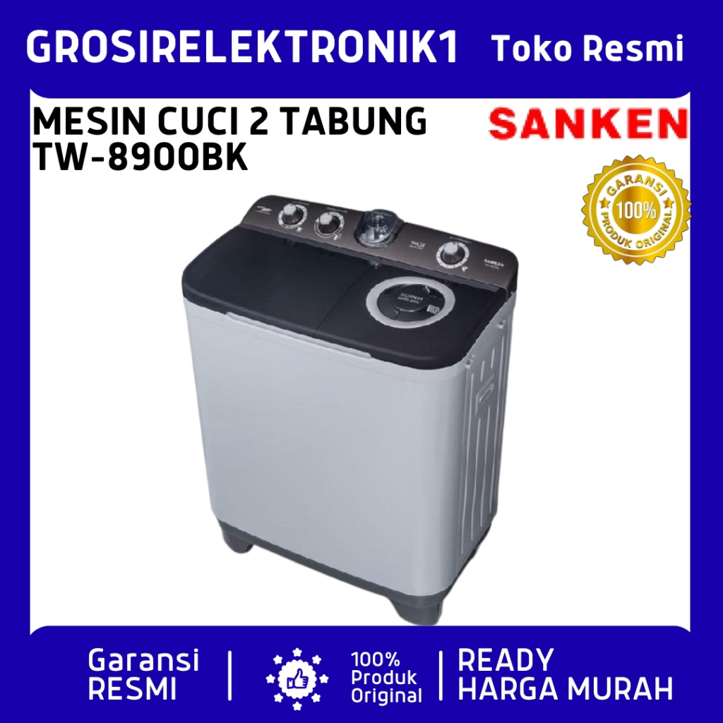 MESIN CUCI SANKEN TW 8900 BK 8KG 2 TABUNG TW8900BK